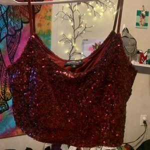 sparkle red tank top/ s/ cropped top. vintage fashion nova